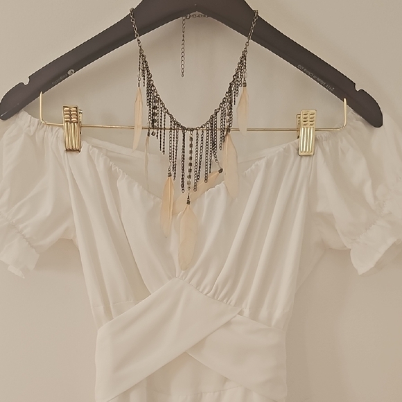 White Off-Shoulder Ruffle Dress - Picture 4 of 4